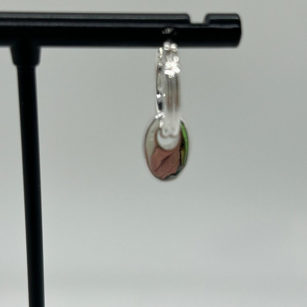 Chaps Silver-Tone Double Hoop Earrings With Dangling Oval Accents For Women - Picture 12 of 14